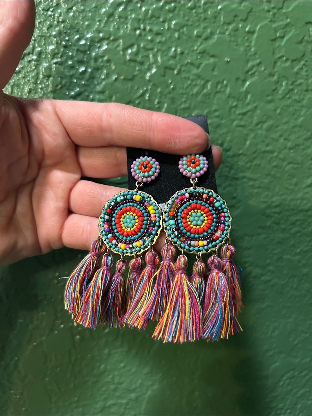 Boho Multicolor Beaded Tassel Earrings - Women Accessories